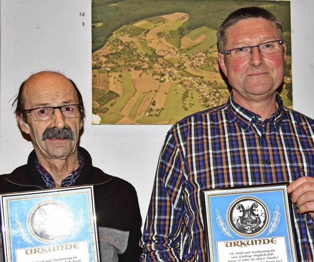 Zu Ehrenmitgliedern wurden ernannt: Gnter Spri (links) und Wolfgang Kern.  | Foto: Hans Meidhof