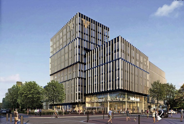 Im Sommer 2018 mchte die Volksbank mi... den siegreichen Architektenentwurf.    | Foto: Simulation: Volksbank