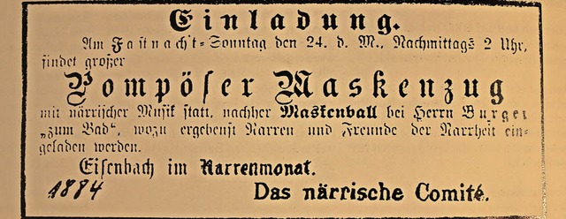 Schon 1884 wurde zum pompsen Ball eingeladen.   | Foto: Archiv Gert Brichta