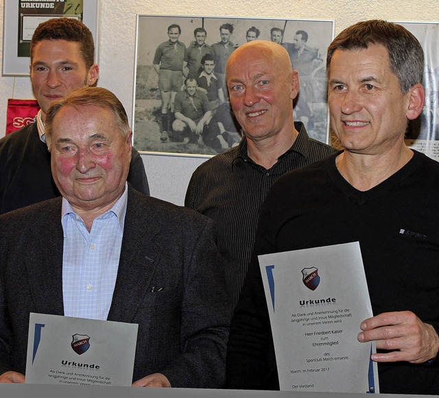 Heinz Berlinghof und Friedbert Kaiser ...Mller (links) und  Wolfgang Tritsch.   | Foto: Schneberg