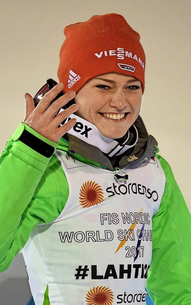 Carina Vogt, die Skisprung-Knigin von Lahti   | Foto: afp