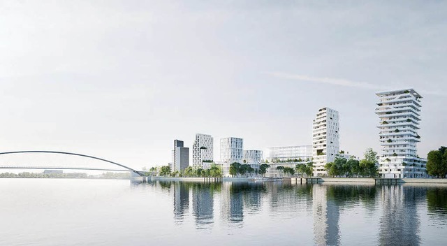 So knnte das bebaute Rheinufer an der...n Jean-Baptiste Pietri einst aussehen.  | Foto: zVg Constructa
