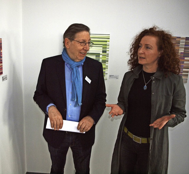 Jrgen Messmer und Doris Marten vor ihren Werken.  | Foto: Michael Haberer