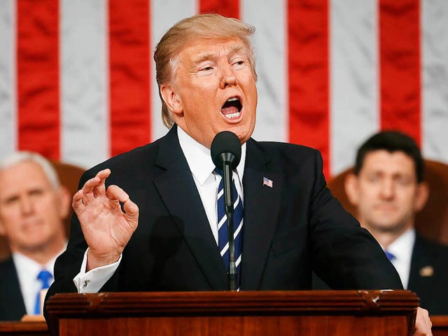 US-Prsident Donald Trump hat in seine...ngeschlagen und um Einigkeit geworben.  | Foto: AFP