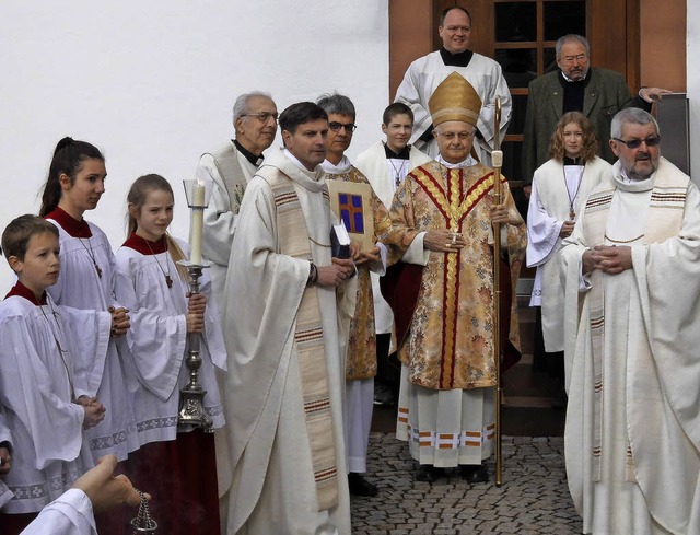 Beim Hochfest von St. Fridolin in Stet...rt Zollitsch und Pfarrer Michael Spath  | Foto: Daniel Scholaster