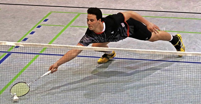 <BZ-FotoAnlauf>Badminton:</BZ-FotoAnla...lich, gewann aber im Doppel souvern.   | Foto: ZVG