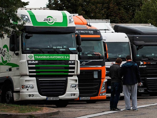 Dicht an dicht parken die Lkw auf Rast...n. Diebsthle werden so kaum bemerkt.   | Foto: dpa