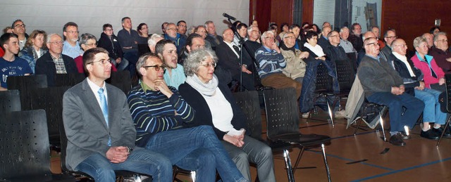 Riegels Haltung zum Ausbau der Rheinta...inwohnerversammlung in der Rmerhalle.  | Foto: Michael Haberer