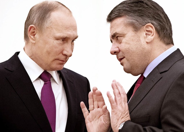 Empfang beim Prsidenten: Sigmar Gabriel und Wladimir Putin   | Foto: dpa