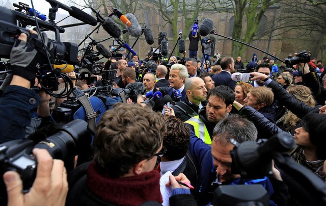 Er steht im Mittelpunkt des Wahlkampfs: Geert Wilders   | Foto: dpa