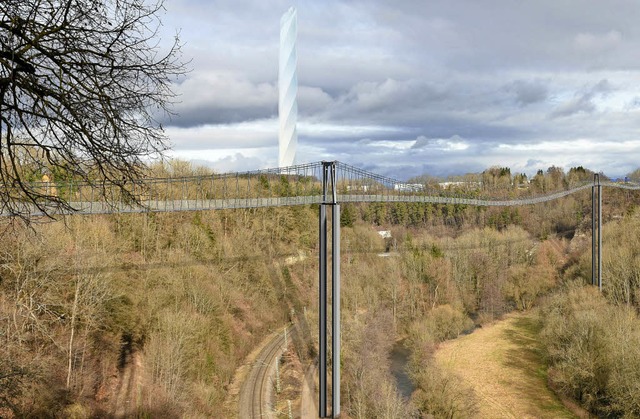 Hngebrcke mit Turm   | Foto: Fotomontage: Eberhardt Bewehrungsbau