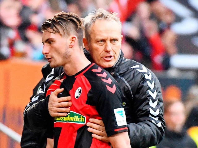 Freiburgs Trainer Christian Streich um...ive des Gastgebers nicht viel zu lie.  | Foto: dpa
