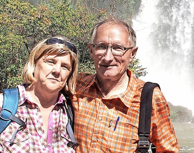 Roswitha und Werner Schillinger bei den Iguaz-Wasserfllen   | Foto: Privat