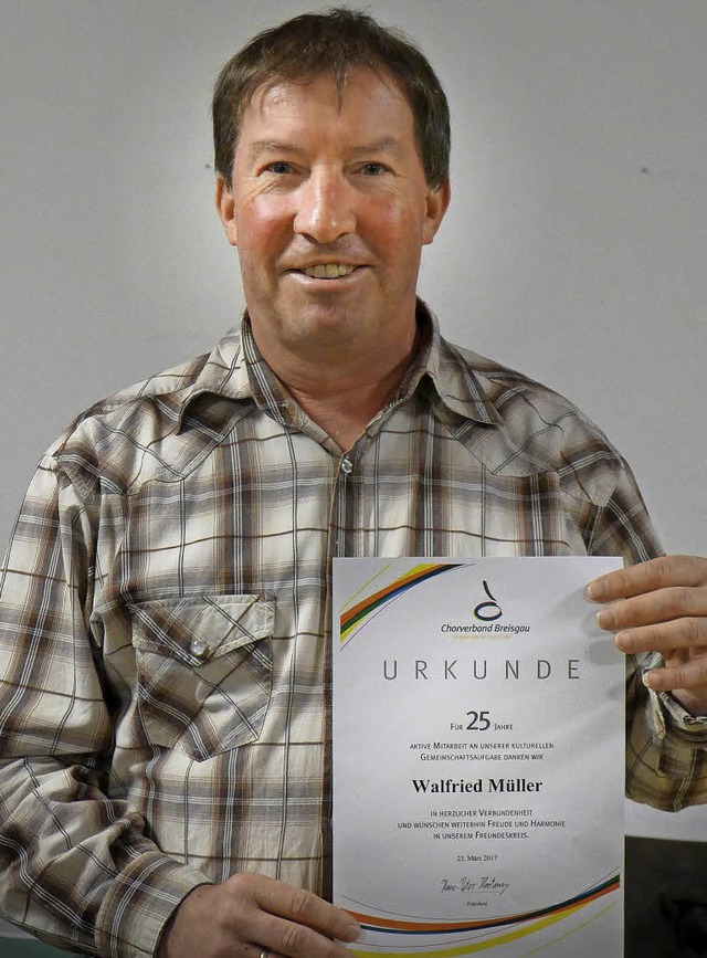 Walfried Mller wurde fr 25 Jahre geehrt.   | Foto: Ute Schler