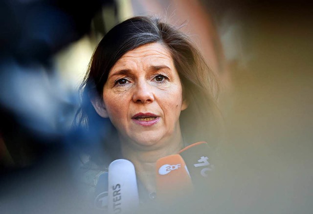 Die Grne-Spitzenkandidatin Katrin Gr...Umfragewerte ihrer Partei kommentiert.  | Foto: dpa