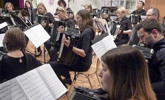 Das Konzertorchester der Akkordeonspielgemeinschaft Eichstetten-Teningen  | Foto: Karlernst Lauffer
