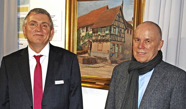 Stadtarchivar Andreas Lauble (links) u...Freitagabend im Dreilndermuseum vor.   | Foto: Thomas Loisl Mink