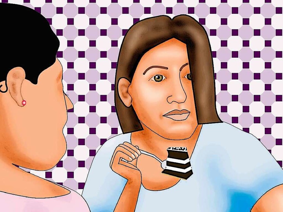 Das selbe Stck Torte geht  bei den ei...f die Hfte, bei den anderen nicht.     | Foto: Illustration: Rita Reiser
