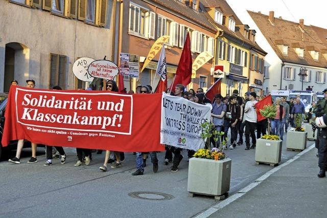 Proteste beim Wahlkampfauftakt der AfD in Breisach