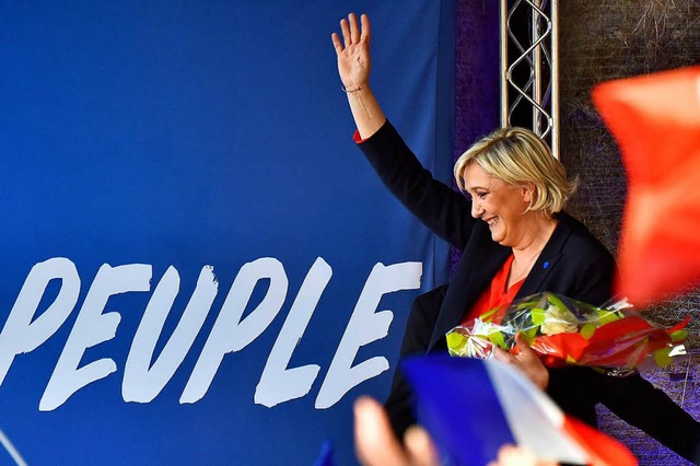 Marine Le Pen bei einer Wahlkampfveranstaltung in La Trinite-Porhoet.  | Foto: AFP