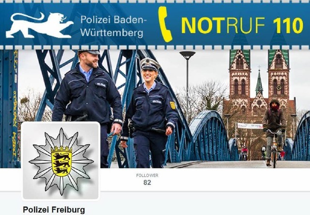 So prsentiert sich die Freiburger Polizei bei Twitter.  | Foto: Screenshot BZ