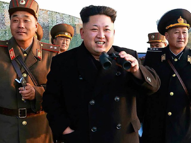 Der nordkoreanische Machthaber Kim Jon...s Zentraler Nachrichtenagentur (KCNA))  | Foto: dpa