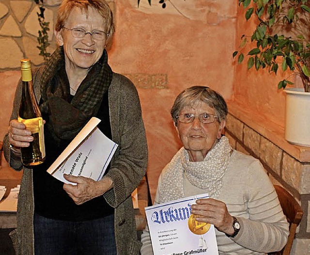 Ehrungen beim TV Ettenheim (von links)...hre), Anneliese Grafmller (50 Jahre)   | Foto: Verein