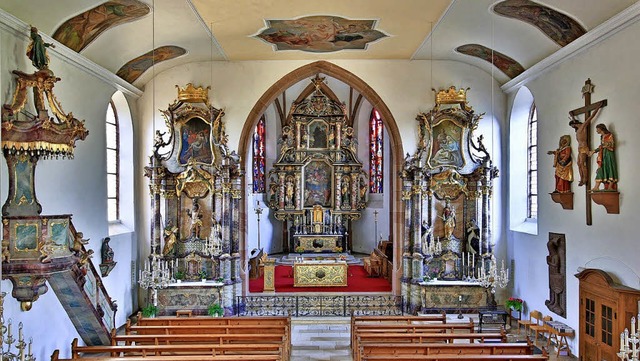Reich ausgeschmckt: Innenraum der Pfarrkirche St. Gallus in Kirchzarten   | Foto: Martin Mller