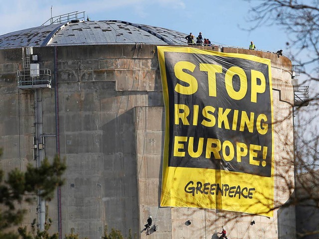 Greenpeace-Protestaktion beim Akw Fessenheim im Jahr 2014.   | Foto: Oliver Huber