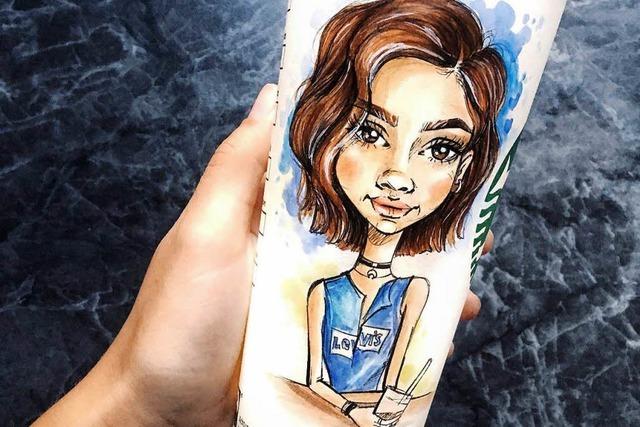 Diese Freiburgerin malt Porträts von Promis und Social-Media-Stars – unter anderem auf Kaffeebecher