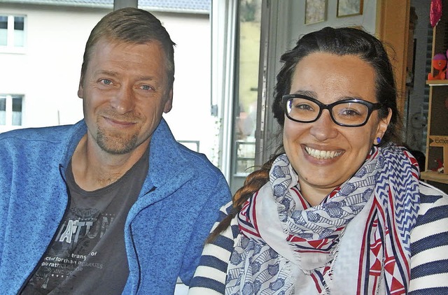Horst Oberhofer und Sabrina Giorgetti nach der Rckkehr   | Foto: Maier