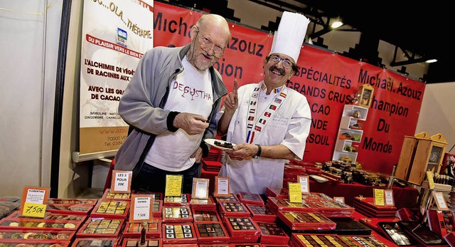 Messeorganisator Henry Kuentz (links) ...re Chocolatier-Champion Michael Azouz   | Foto: Guy Greder
