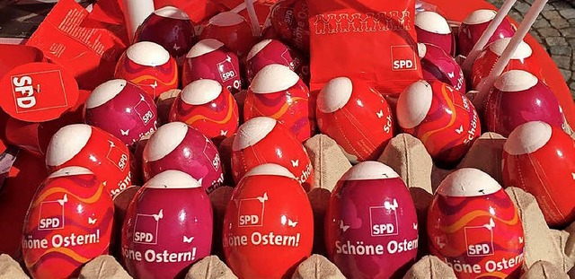 Die Ostereier sind mehr oder weniger rot, es sind ja  SPD-Eier.   | Foto: SPD