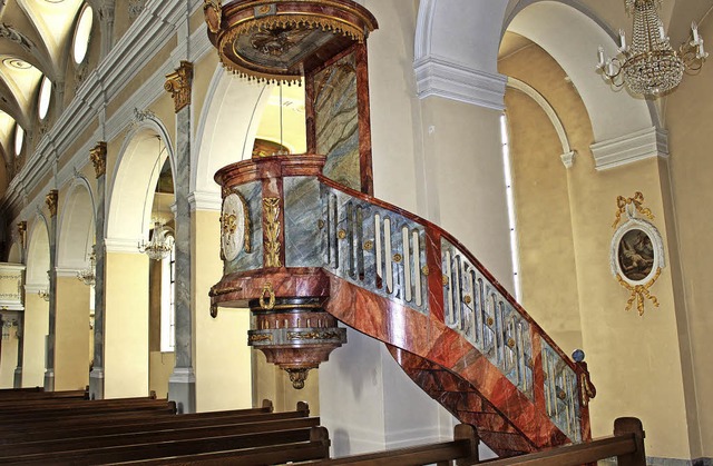 Die Kanzel in der St. Martinkirche ist...s keine Treppe zum Verkndungspodest.   | Foto: Hansjrg Bader