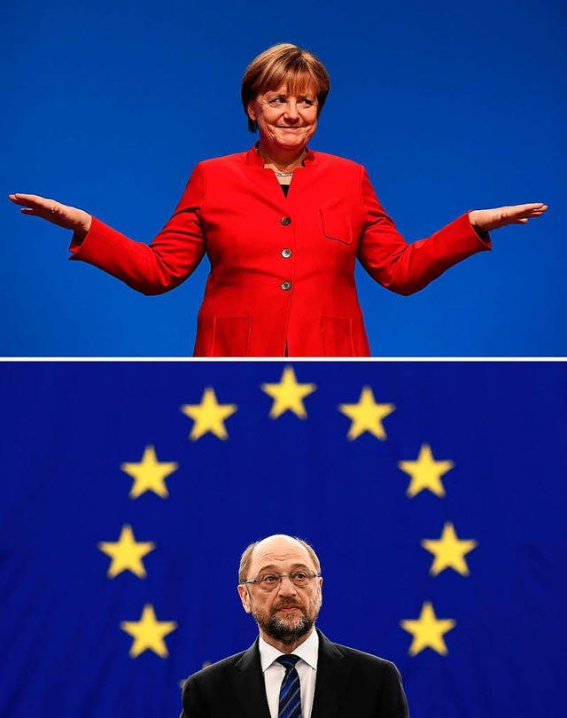 Hat die Nase gegenber Martin Schulz wieder vorn: Bundeskanzlerin Angela Merkel.  | Foto: AFP