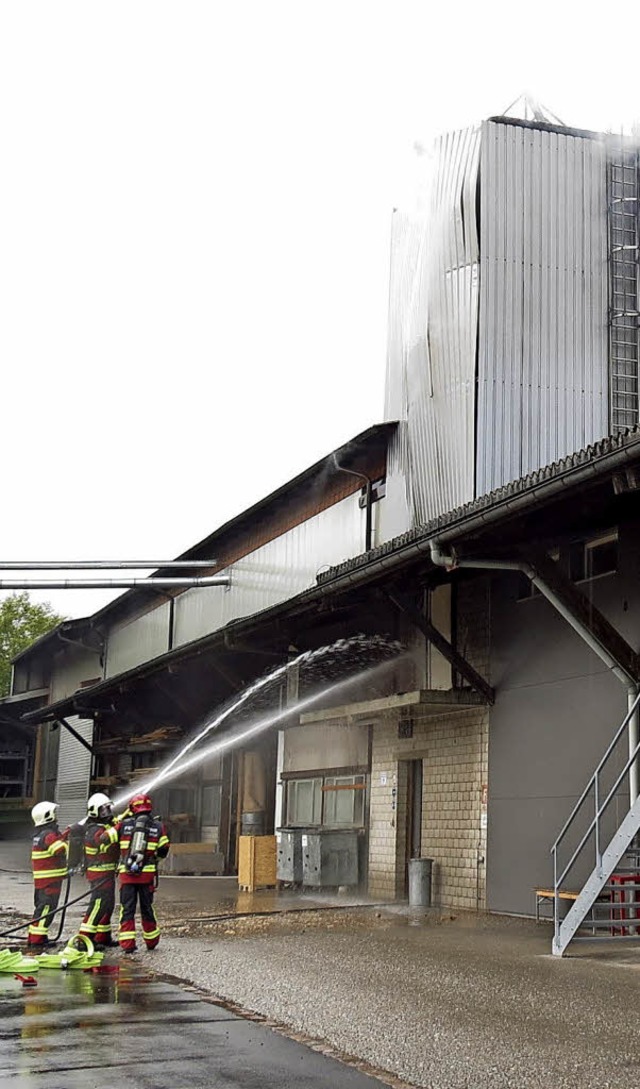 Die Feuerwehr lschte den Brand an der Fassade.   | Foto: Privat
