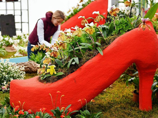 Ein Frauenschuh als Blumenbeet: Die IG...ele Ideen. Ein roter Faden aber fehlt.  | Foto: dpa