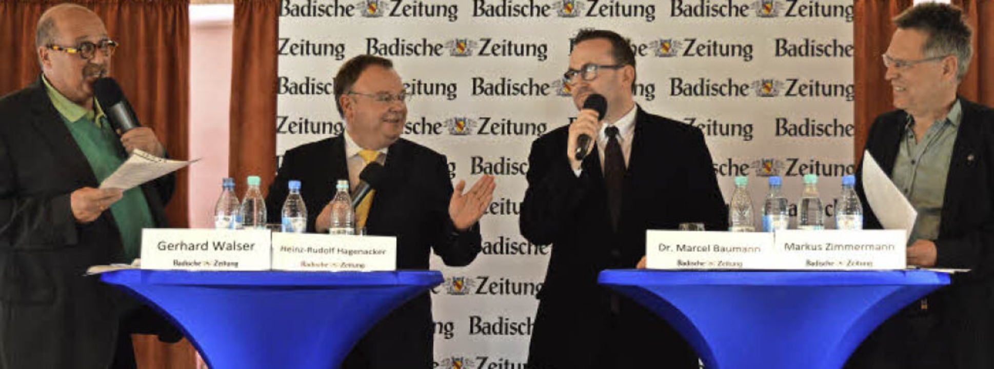 Im Gesprch (von links): Lokalchef Ger...sowie BZ-Mitarbeiter Markus Zimmermann  | Foto: Lena Marie Jrger