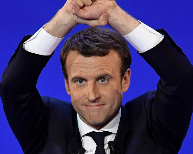 Emmanuel Macron und Marine Le Pen bele... Frankreich die Pltze eins und zwei.   | Foto: dpa/afp