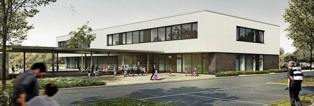 So soll der  Neubau der Grundschule in Rheinhausen aussehen.  | Foto: Visualisierung: Architektenbro Hess-Volk