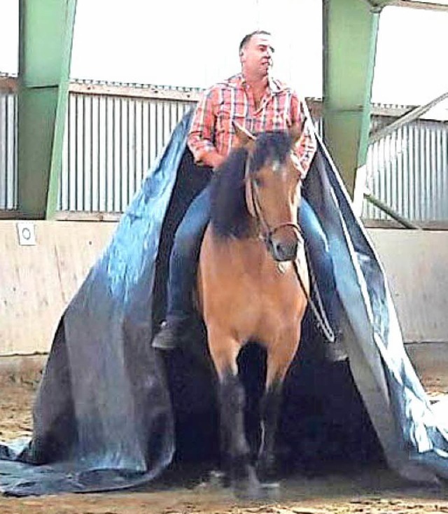 Martin Schmitz mit  Kiger Mustang im Schlauchtunnel.   | Foto: privat