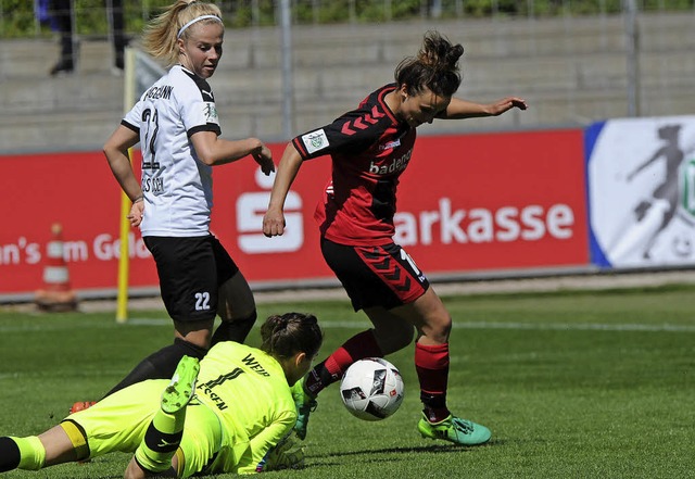 Lina Magull (re.) auf dem Weg zum 4:2-Endstand  | Foto: Meinrad Schn