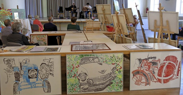 Verschmelzung von Kunst und Musik: im ...Jutta Pankonin; auf der Bhne Soul Fox  | Foto: Georg Vo