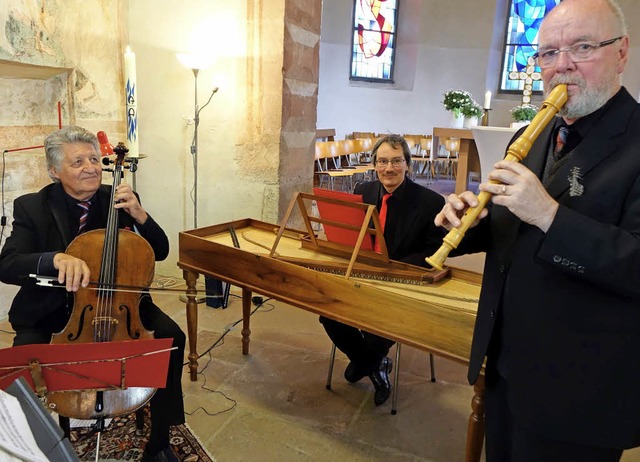 Fridolin Uhlenhut, Dieter Lmmlin und ...onzert des Trios Musica Antiqua Basel   | Foto: Roswitha Frey