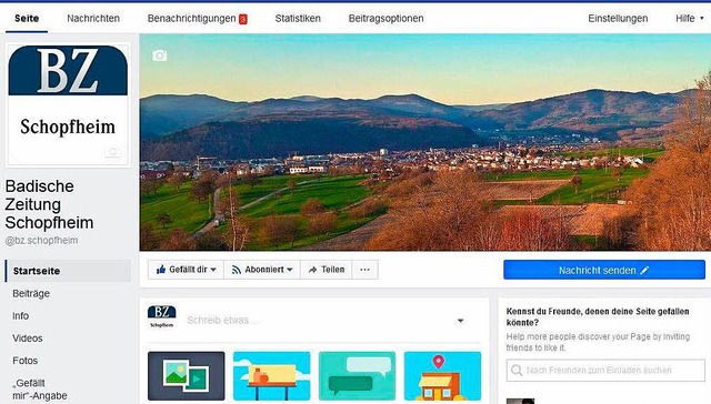 So sieht der Facebook-Auftritt der Schopfheimer aus (Screenshot).  | Foto: Privat