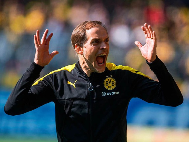 Borussia Dortmunds Trainer Thomas Tuchel ruft ins Spiel.  | Foto: dpa