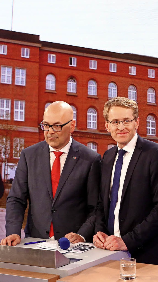 Sieger und Verlierer im TV-Wahlstudio ...te dagegen einen bitteren Wahlabend.    | Foto: dpa