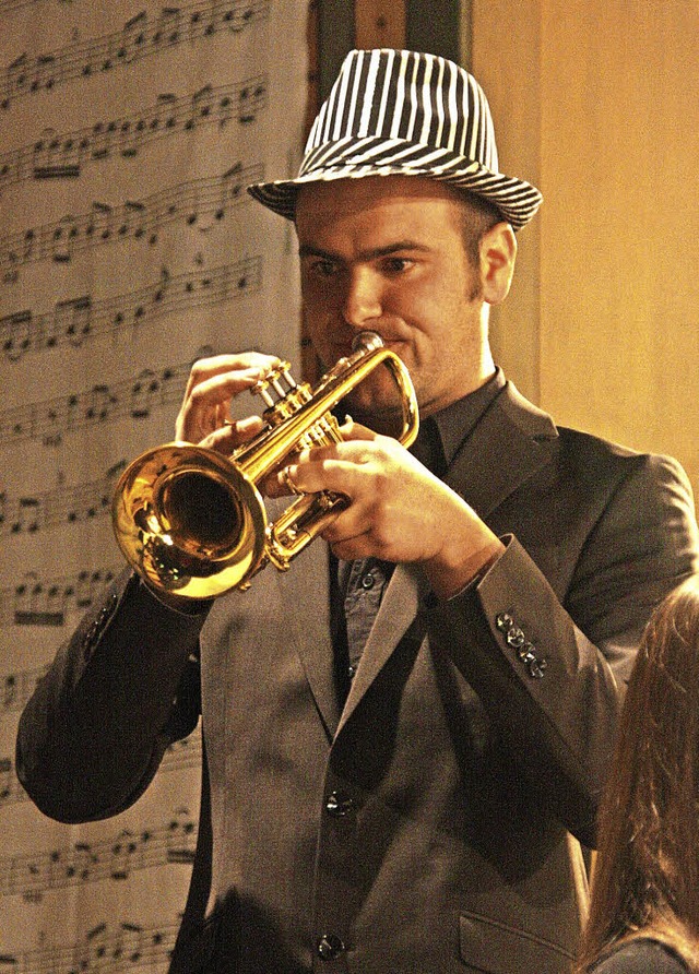 Als &#8222;Ass auf der Trompete&#8220; prsentierte sich Falco Trescher  | Foto: Hans Jrgen Kugler