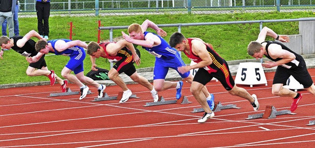 Punktejagd ber  100 Meter: (von links...er, Silas Ketterer und Ralf Duttlinger  | Foto: heiler