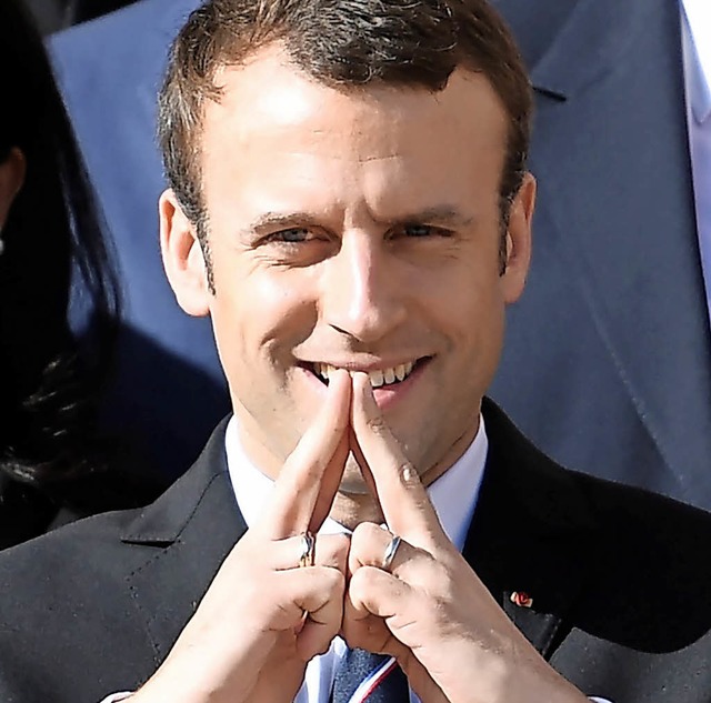 Geste fr die Olympia-Bewerbung:  Frankreichs neuer Staatsprsident Macron    | Foto: AFP
